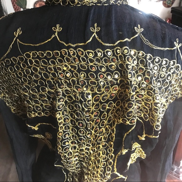 Sheer gold sequins & threading festival top - Picture 4 of 5